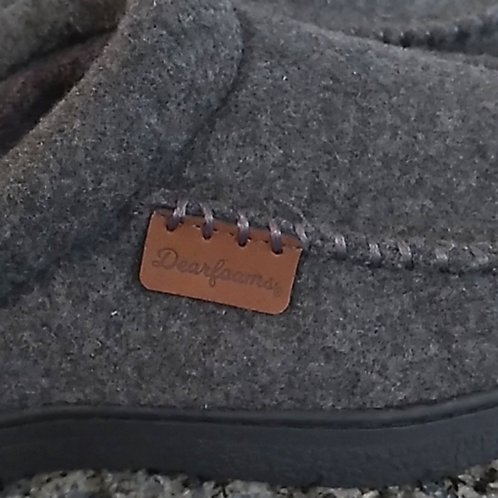 Dearfoams Men's Gray Hard Bottom Wool Blend Memory Foam Slippers. Size 8-9 - Picture 5 of 8